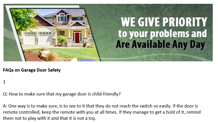 FAQs on Garage Door Safety - Garage Door Repair Wellesley